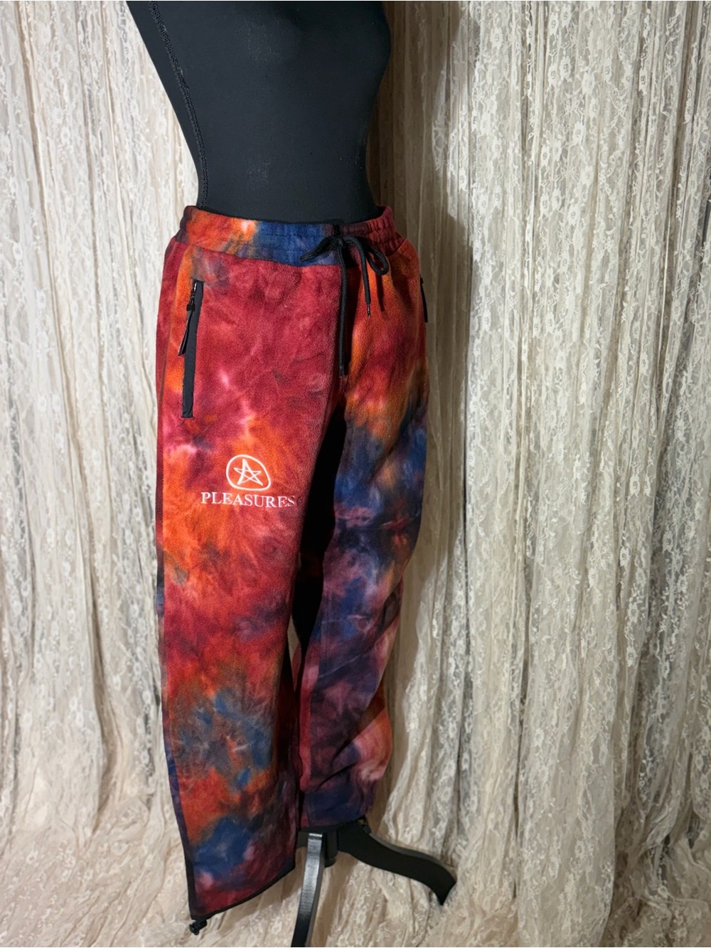 PLEASURES Tie-Dye Track Pants - Red Multi - Picture 2 of 3